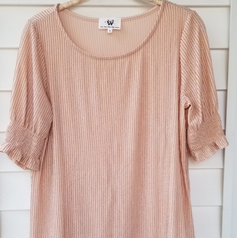 Who Wear What When Where Ladies Top Dusty Rose Glitter Striped Size M